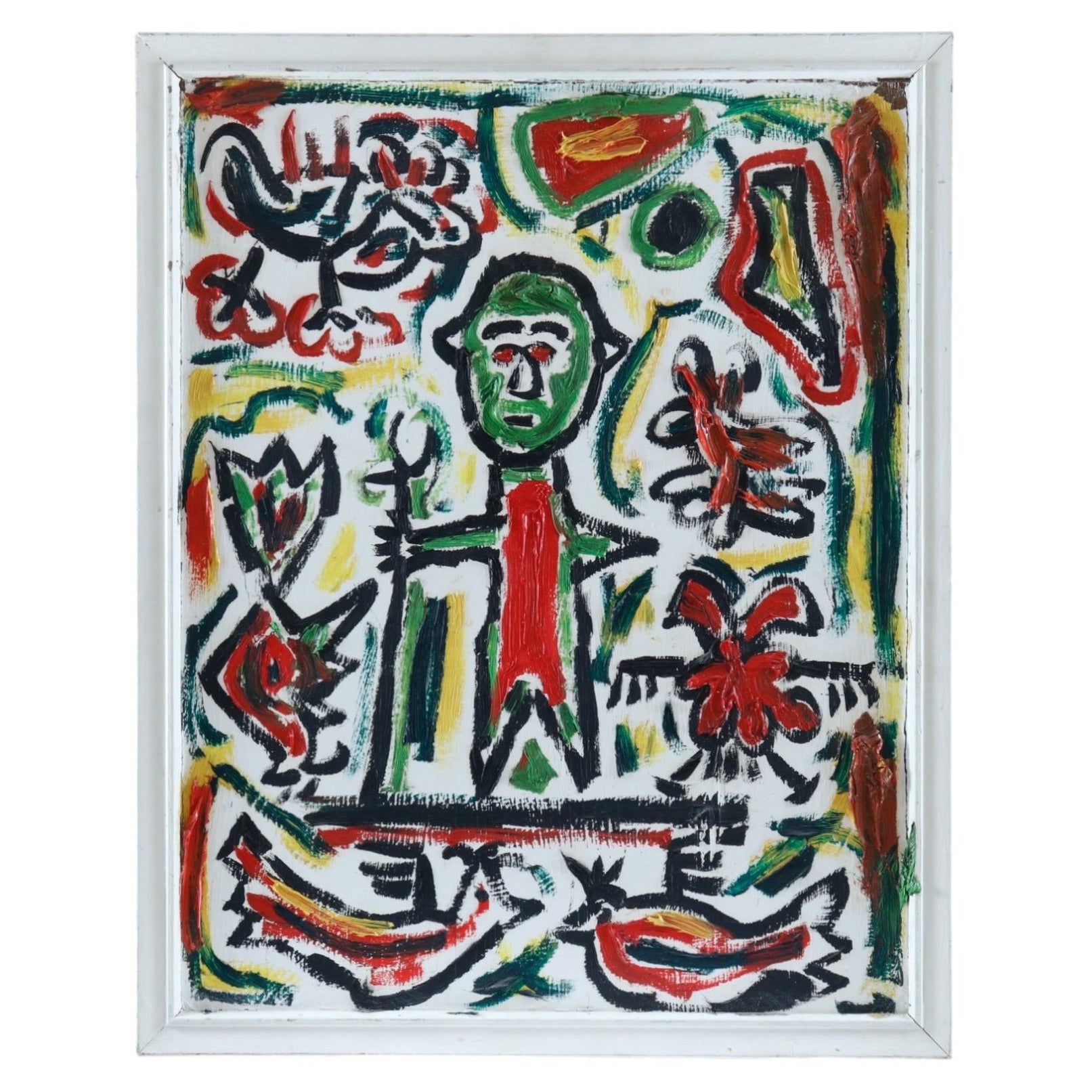 Art Brut Shepherd Acrylic on Artist Board For Sale