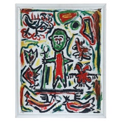 Art Brut Shepherd Acrilico su tavola d'artista