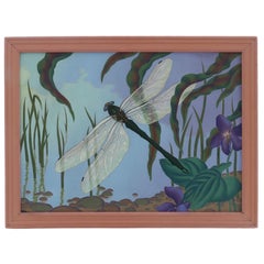 1934 Óleo sobre lienzo firmado y titulado "Mosca dragón"