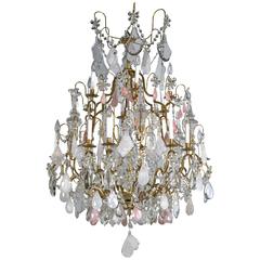 Rock Crystal and Amber Bronze-Mounted Monumental Chandelier