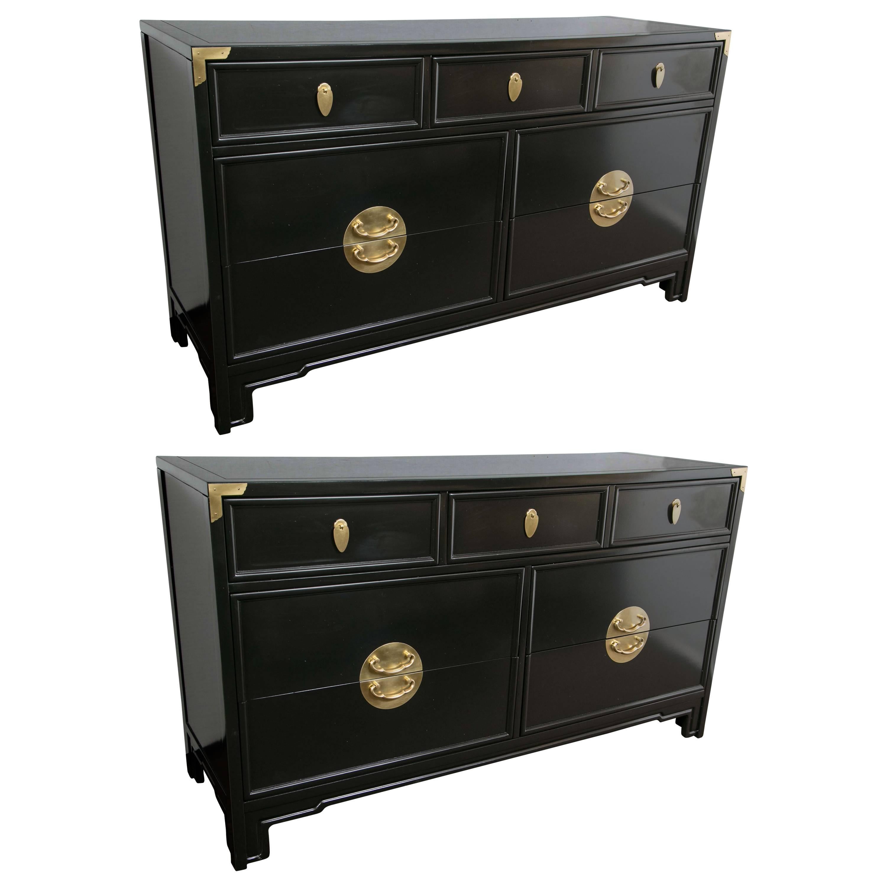 Pair of Kent Coffey Ebonized Chests Commodes