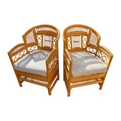 Vintage Bamboo Brighton Pavilion Chair Pair Palm Beach Classic Chairs