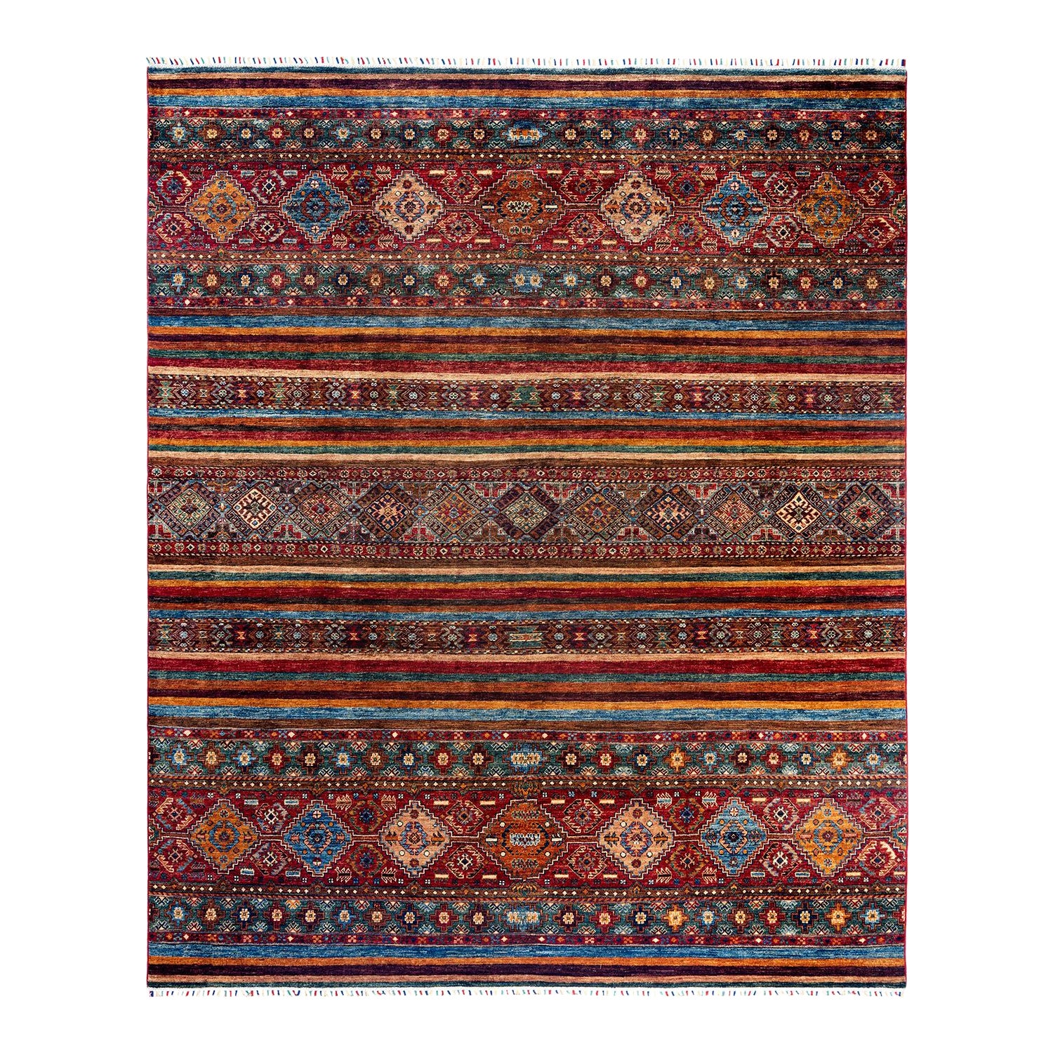Bohemian Tribal Hand Knotted Wool Red Area Rug 8' 3" x 9' 7"