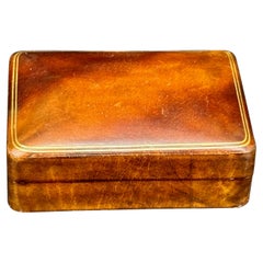 Small Vintage Rectangular Leather Jewelry Box Florence Italy