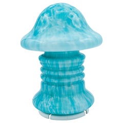 Light Blue Small Table Mushroom Glass Lamp Mid Century  by Monica Backström