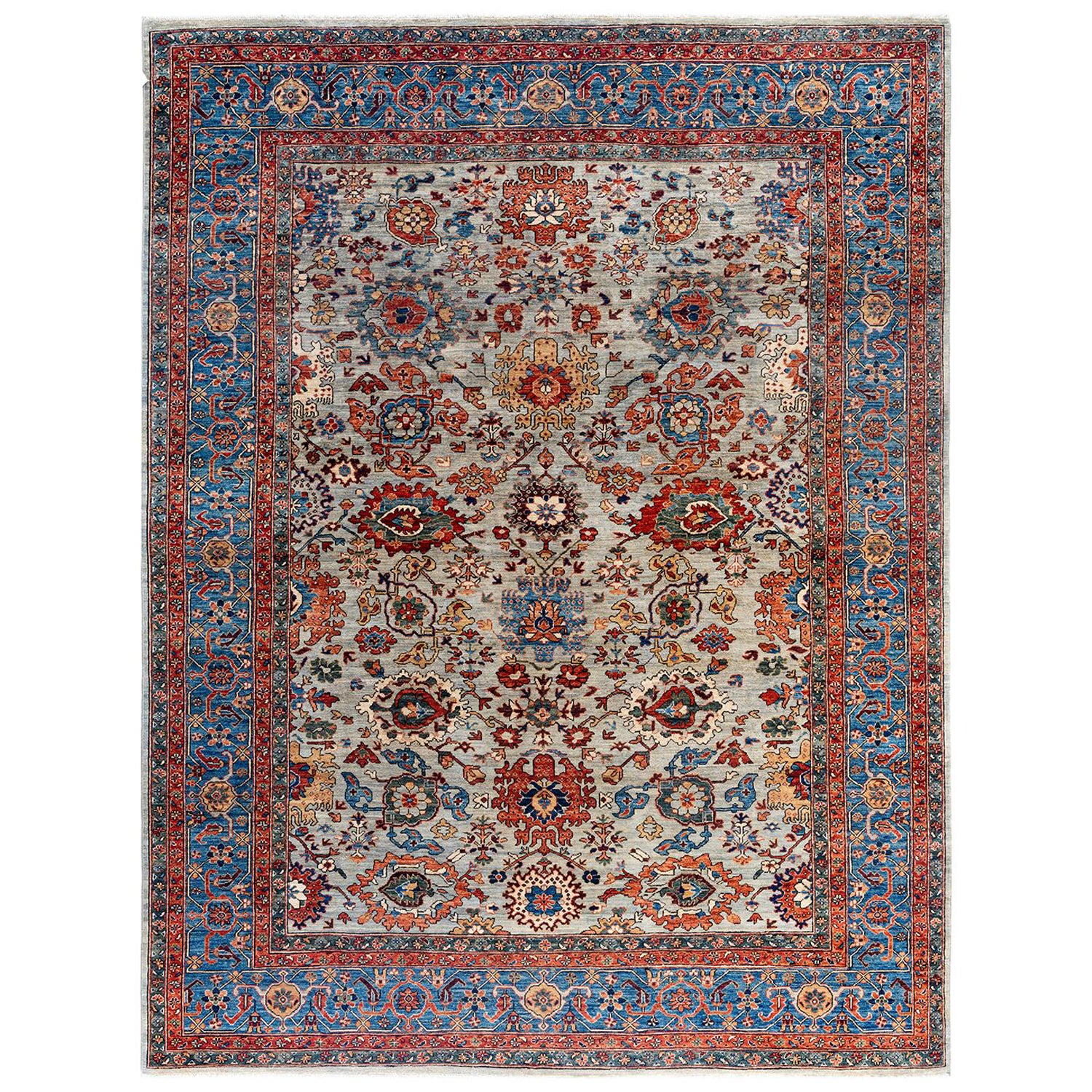 Traditional Serapi Hand Knotted Wool Gray Area Rug 9' 0" x 11' 8"