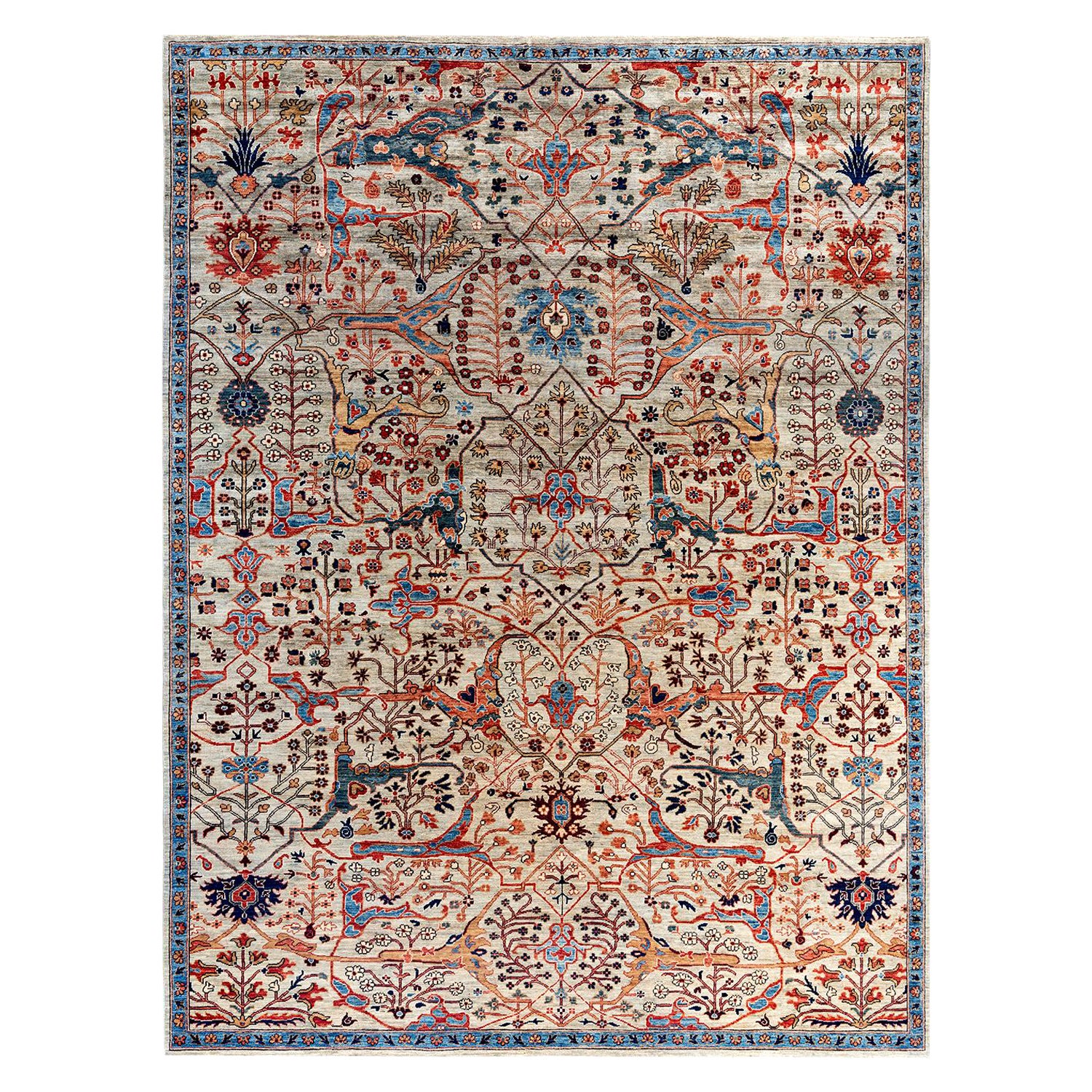 Tapis traditionnel Serapi beige noué à la main 9' 1" x 11' 11"