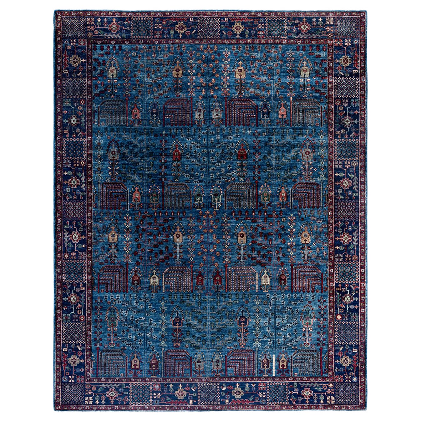 Traditional Serapi Hand Knotted Wool Light Blue Area Rug 9' 3" x 11' 10"