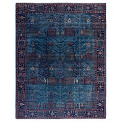 Traditional Serapi Hand Knotted Wool Light Blue Area Rug 9' 3" x 11' 10"