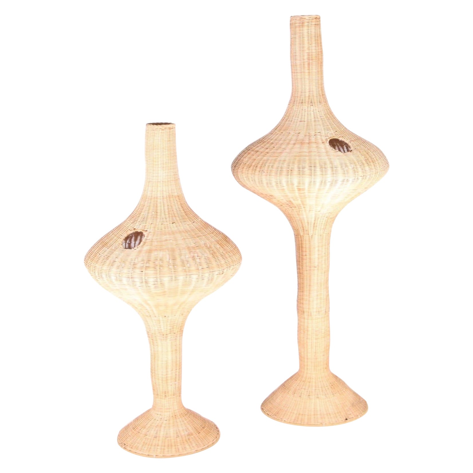 Paire de lampadaires en osier