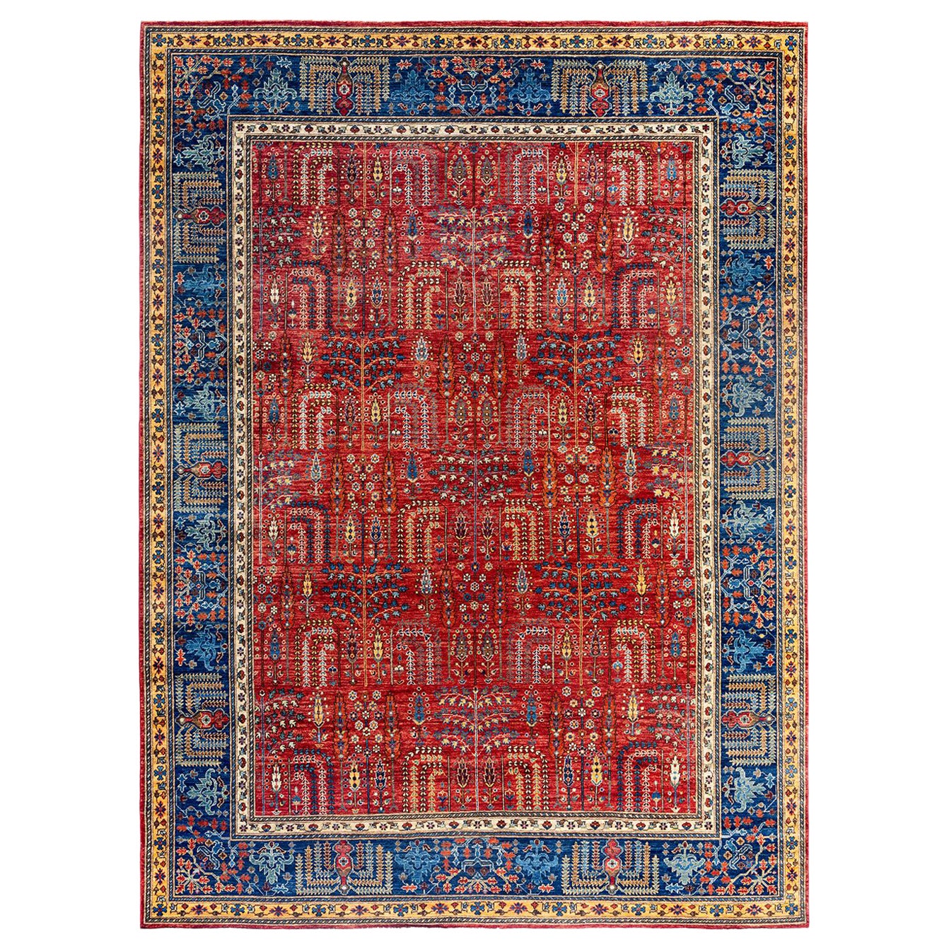 Tapis traditionnel Serapi noué à la main rouge de 8' 11" x 12' 0"