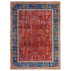 Alfombra tradicional Serapi de lana anudada a mano, roja 8' 11" x 12' 0