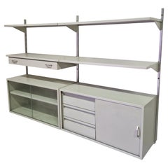 Metal wall unit with shelves and cabinets, Netherlands 1970s