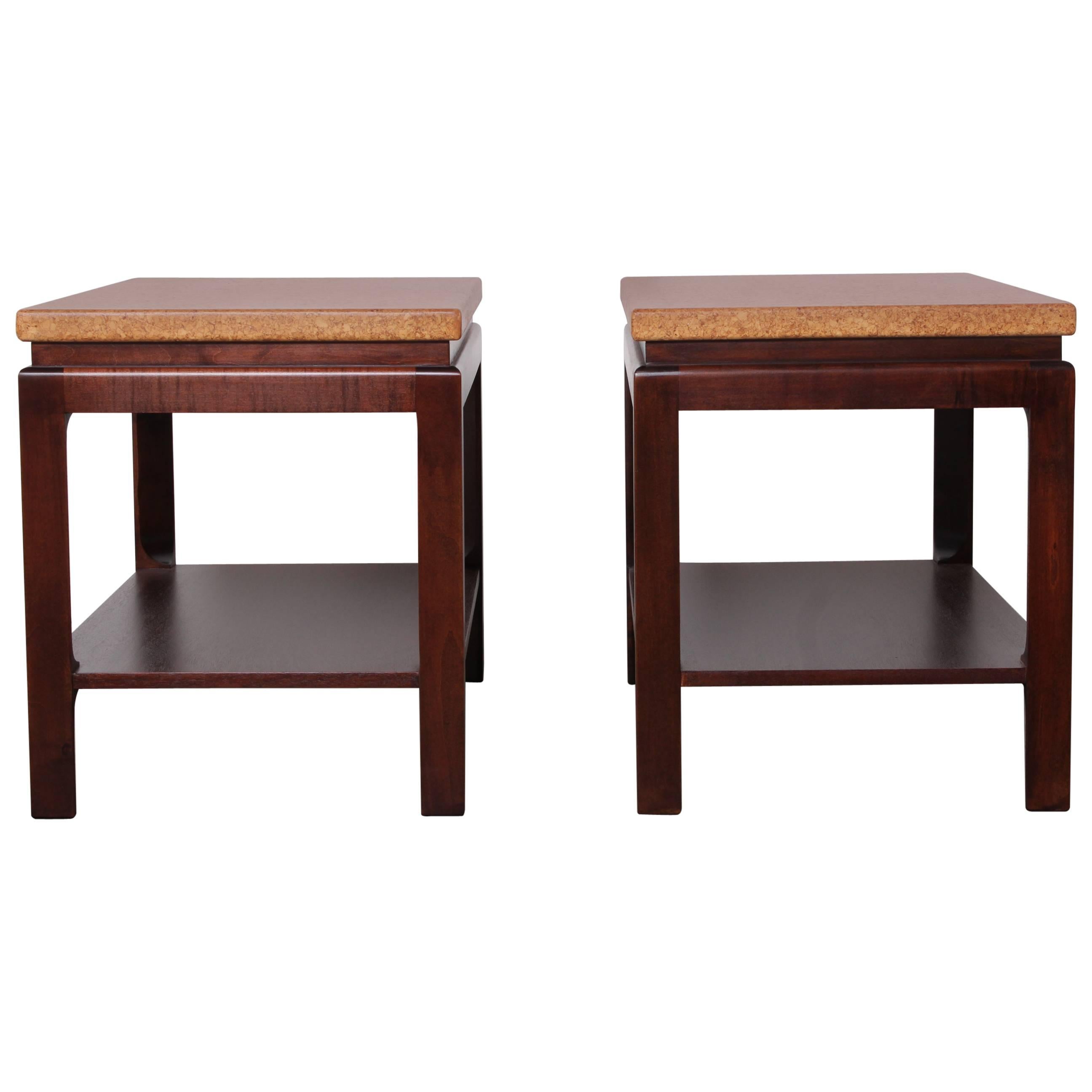 Pair of Cork Top End Tables by Paul Frankl at 1stDibs