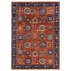 Tapis traditionnel Serapi noué à la main rouge de 6' 2" x 8' 8"
