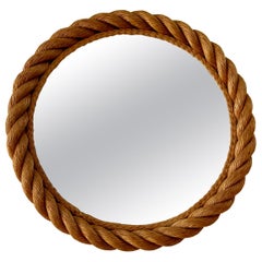 Vintage rope frame mirror by Audoux & Minet. France c.1950