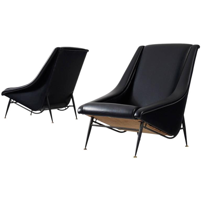 Pair of French Lounge Chairs For Sale at 1stDibs