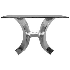 Table console en acier inoxydable forgé de Curtis Norton