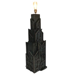 Unique Important Brutalist Patinated Lamp signed AR-BO