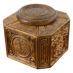 Tiffany Studios New York Bookmark Pattern Bronze Doré Inkwell