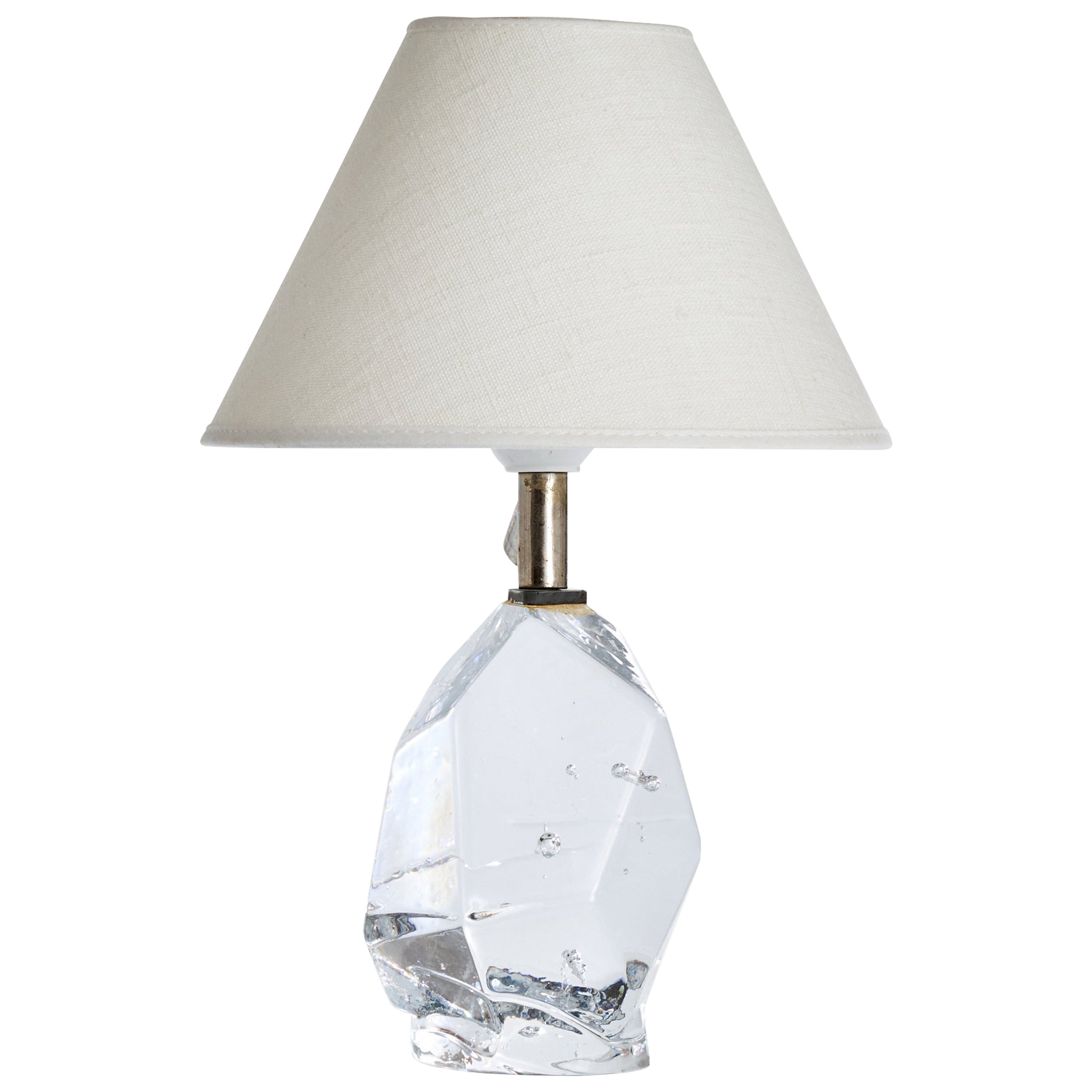 Reijmyre Glasbruk, Table Lamp, Glass, Metal, Sweden, 1950s