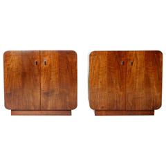 1970s Waterfall Walnut Cabinets by Thomasville