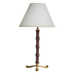 Italian Designer, Table Lamp, Brass, Wood, Italy, 1930s