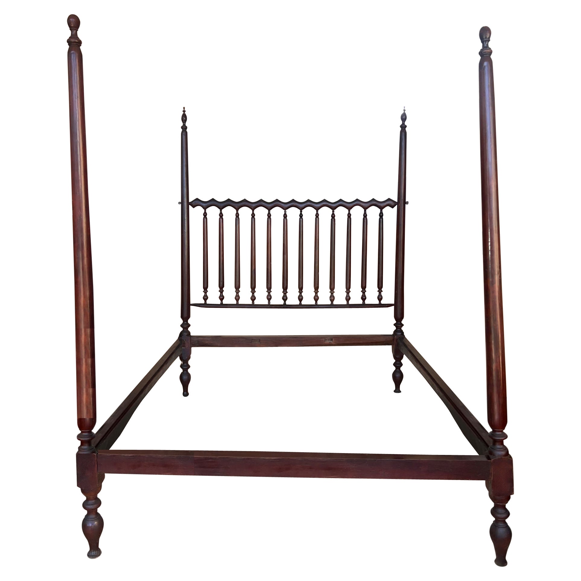 19th Century Baroque Queen Bed, Original Four Poster Lisbon Bed
