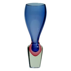 1960 Flavio Poli Seguso "Sommerso" Murano Glass Violet Pink Vase