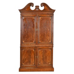 Drexel Heritage Georgian Carved Flame Mahogany Armoire Dresser or Linen Press