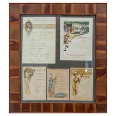 Used 20th Framed Picture Restaurant Menu Cards