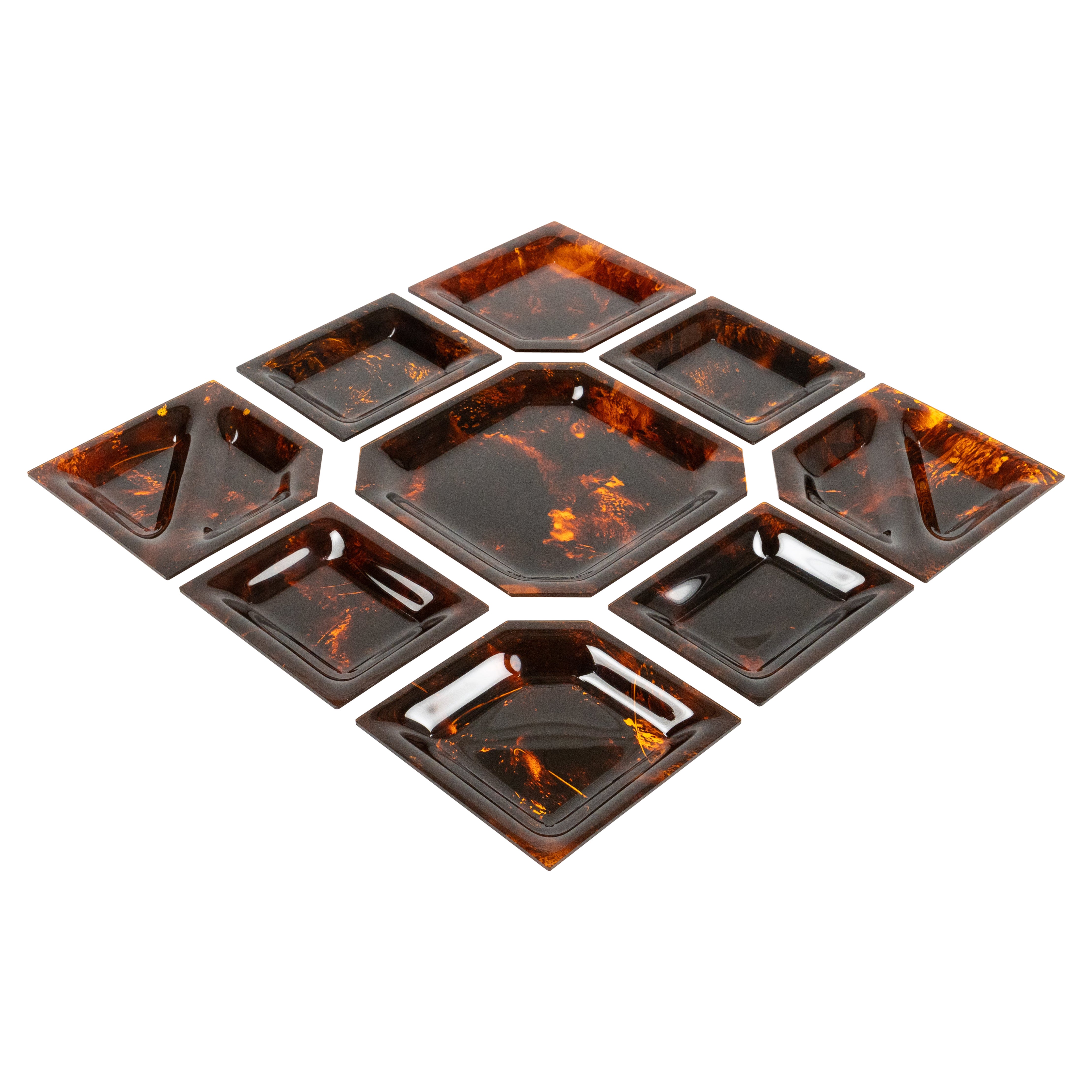 Centro de mesa en carey Lucite Estilo Christian Dior, Italia Años 70
