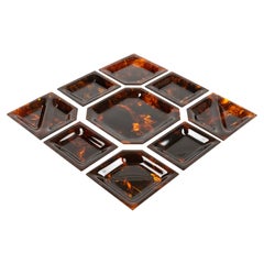 Centro de mesa en carey Lucite Estilo Christian Dior, Italia Años 70