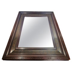 Large unusual Aesthetic Movement ebonised & gilt mirror or overmantle