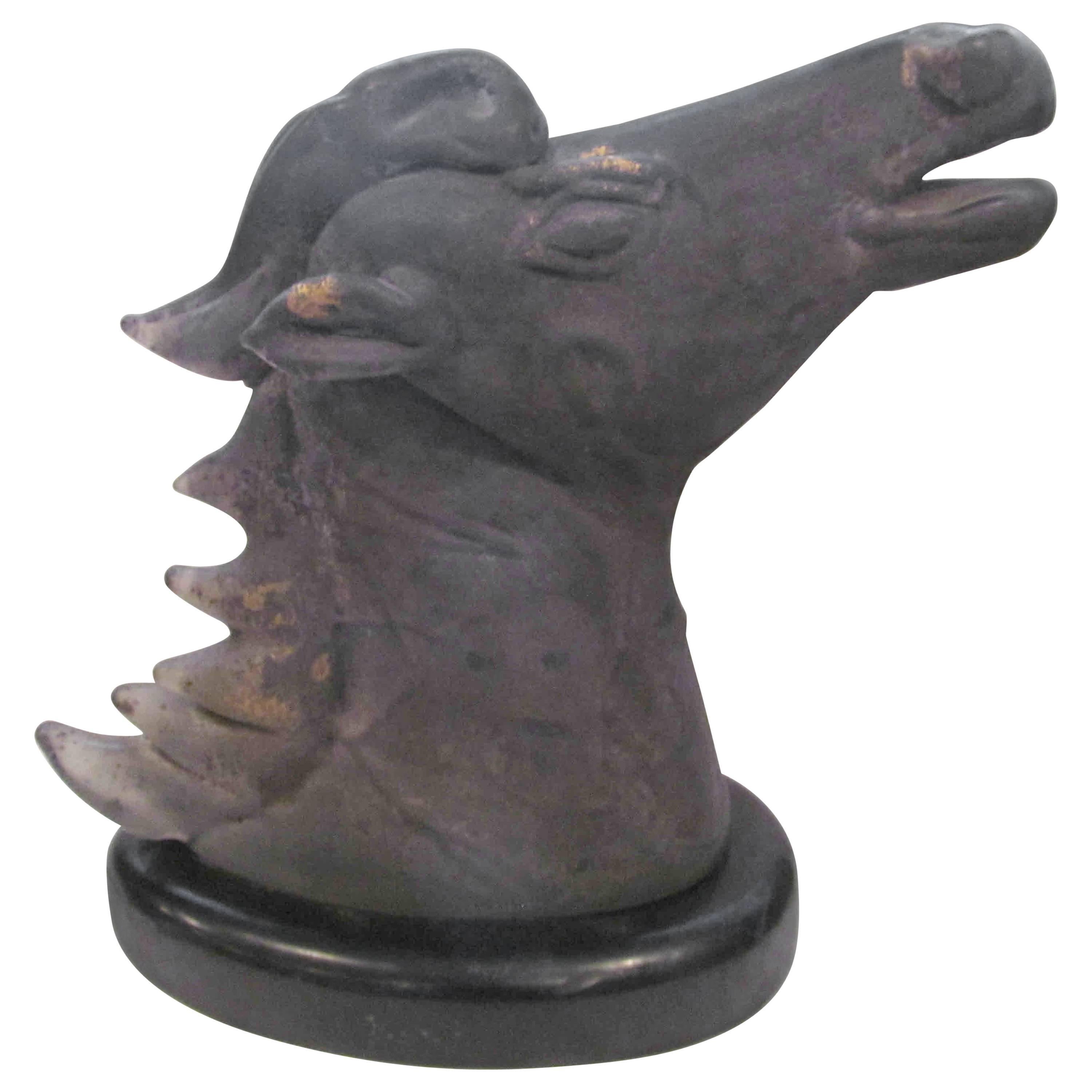 Signed Alfredo Barbini Murano Lighted Horse Head Sculpture For Sale