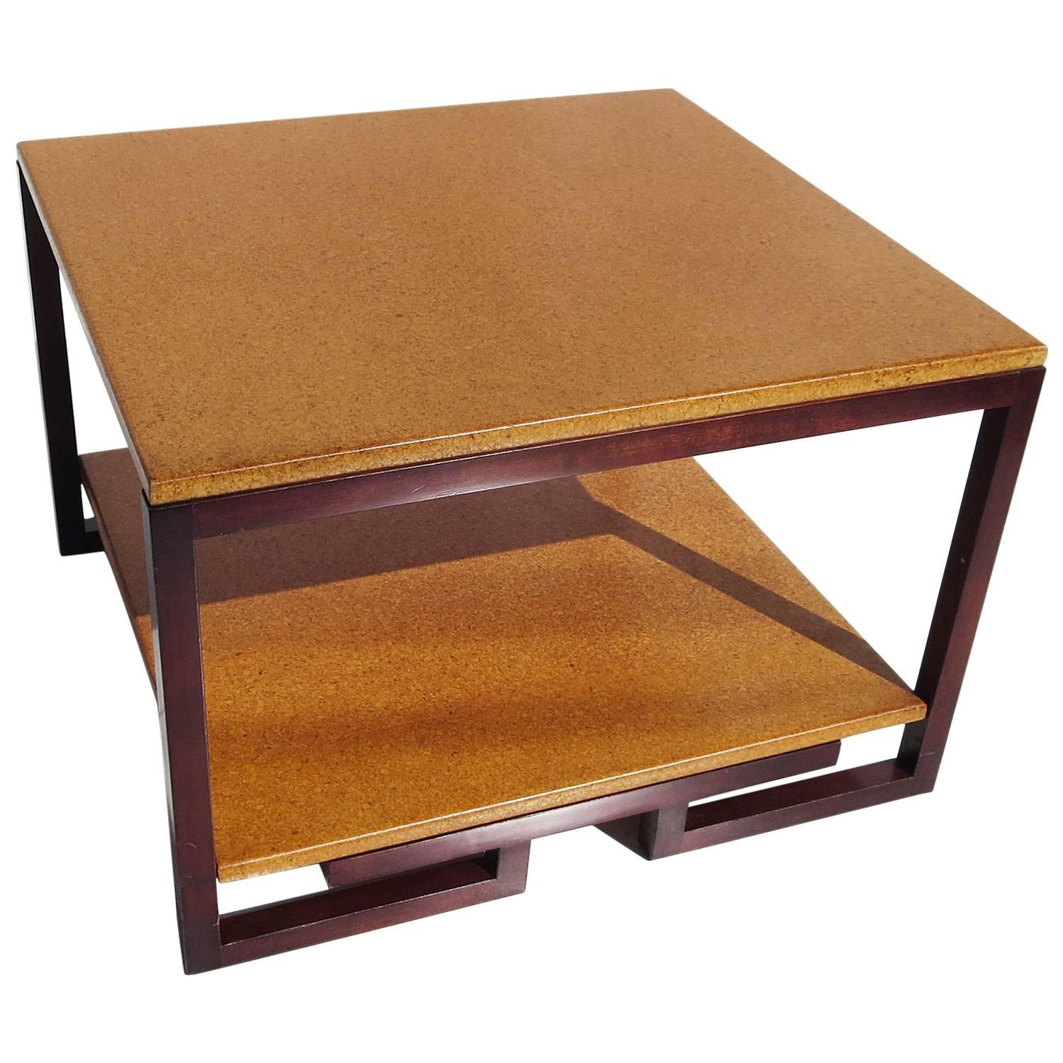 Paul Frankl Cork and Mahogany Corner Table for Johnson Furniture