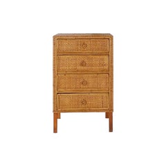Vintage Bamboo And Rattan Chest Of Drawers - 1960s