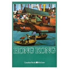 Poster pubblicitario d'epoca originale della Canadian Pacific Airlines di Hong Kong