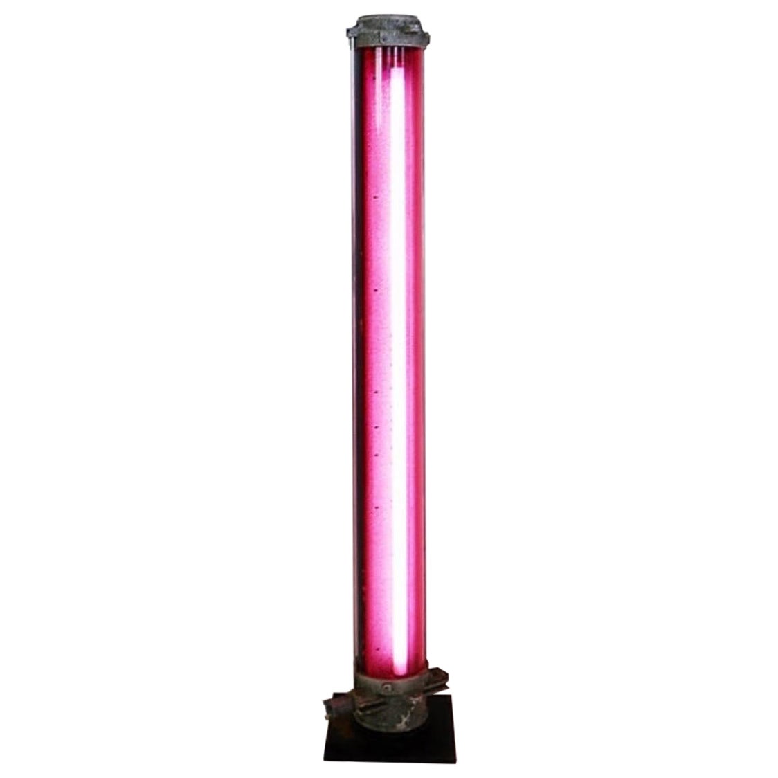 Lampada da terra industriale rosa Column, circa 1960 in vendita