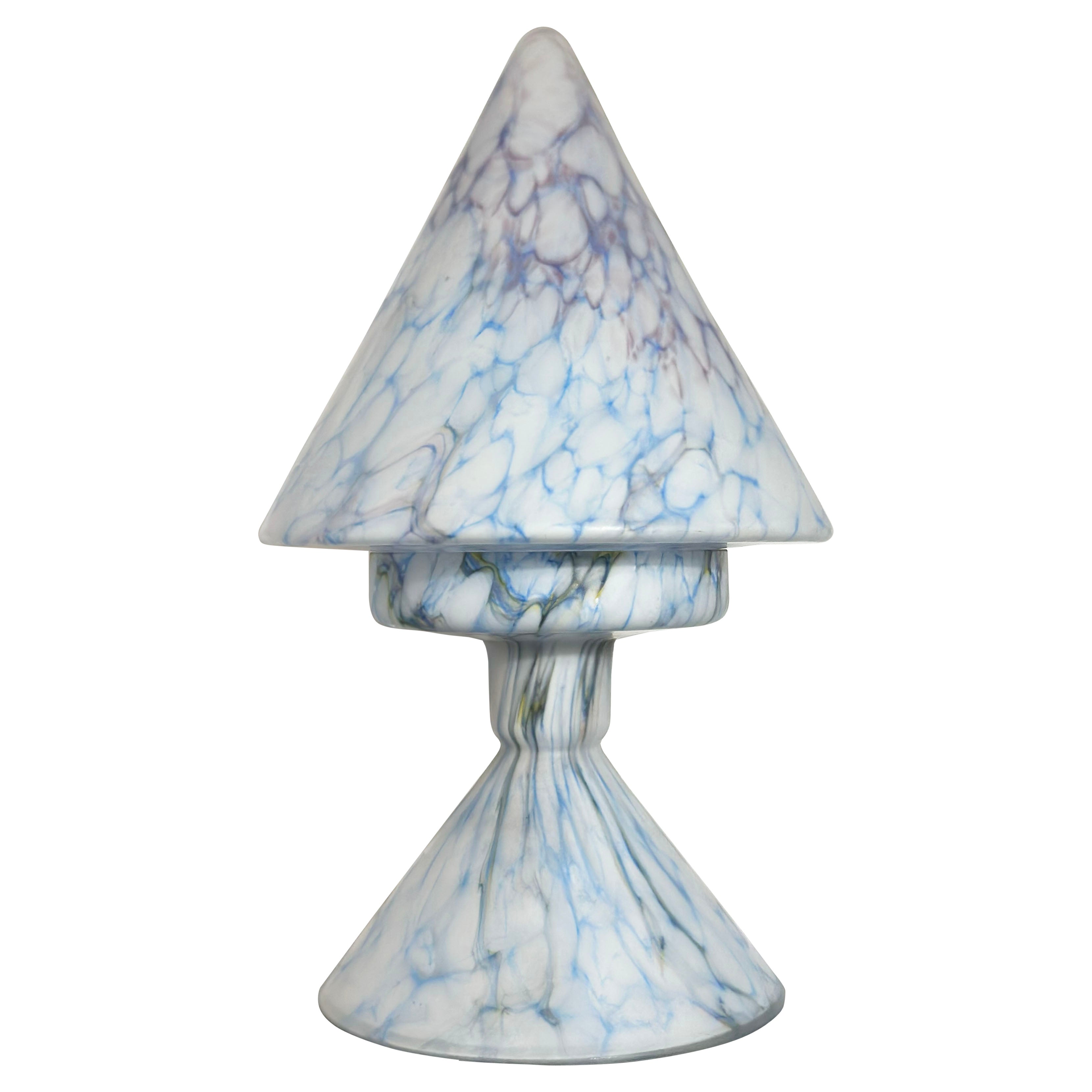 1920s Cubist-Style Pâte de Verre Pastel Blue Glass Table Lamp