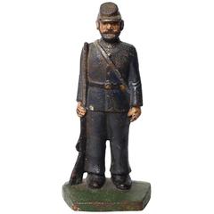 Vintage Cast Iron Confederate Soldier Bookend/Doorstop