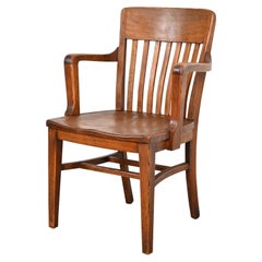 Antiker Arts & Craft Banker's Chair aus massiver Eiche