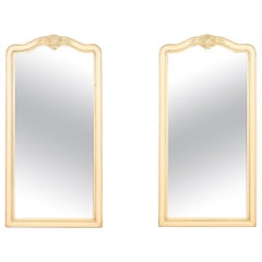 Henredon French Provincial Louis XV Cream and Light Green Lacquered Wall Mirrors