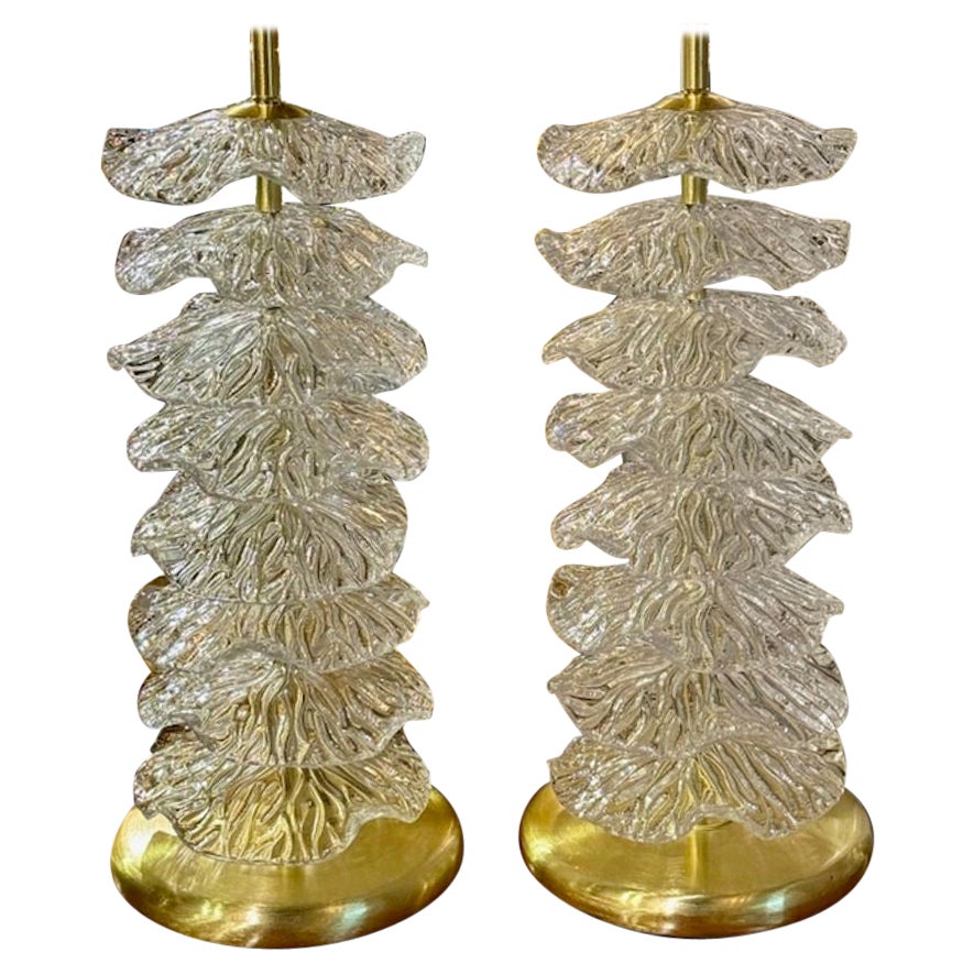 Pair of Murano Ruffle Disc Lamps