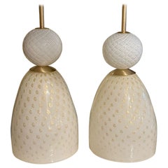 Murano Ivory and Gold Glass Lamps