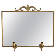 Brass Mirror with two candle scones by Firma Lars Holmström Arvika
