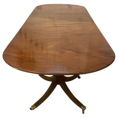 Antique Edwardian 10 Seater Quality Figured Mahogany Two Pilar Dining Table
