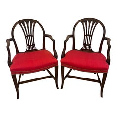 Outstanding Quality Antique Victorian Pair of Carved Mahogany Desk Chairs
