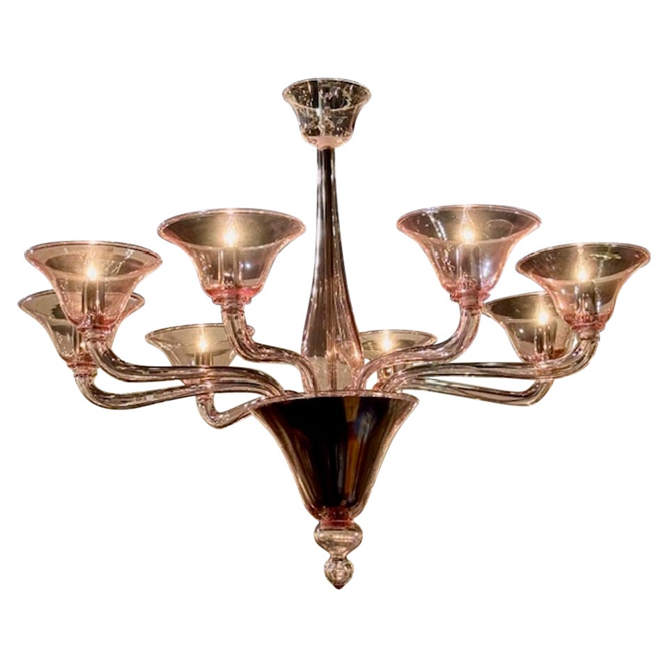 Pink Murano 8-Arm Glass Chandelier