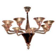 Pink Murano 8-Arm Glass Chandelier